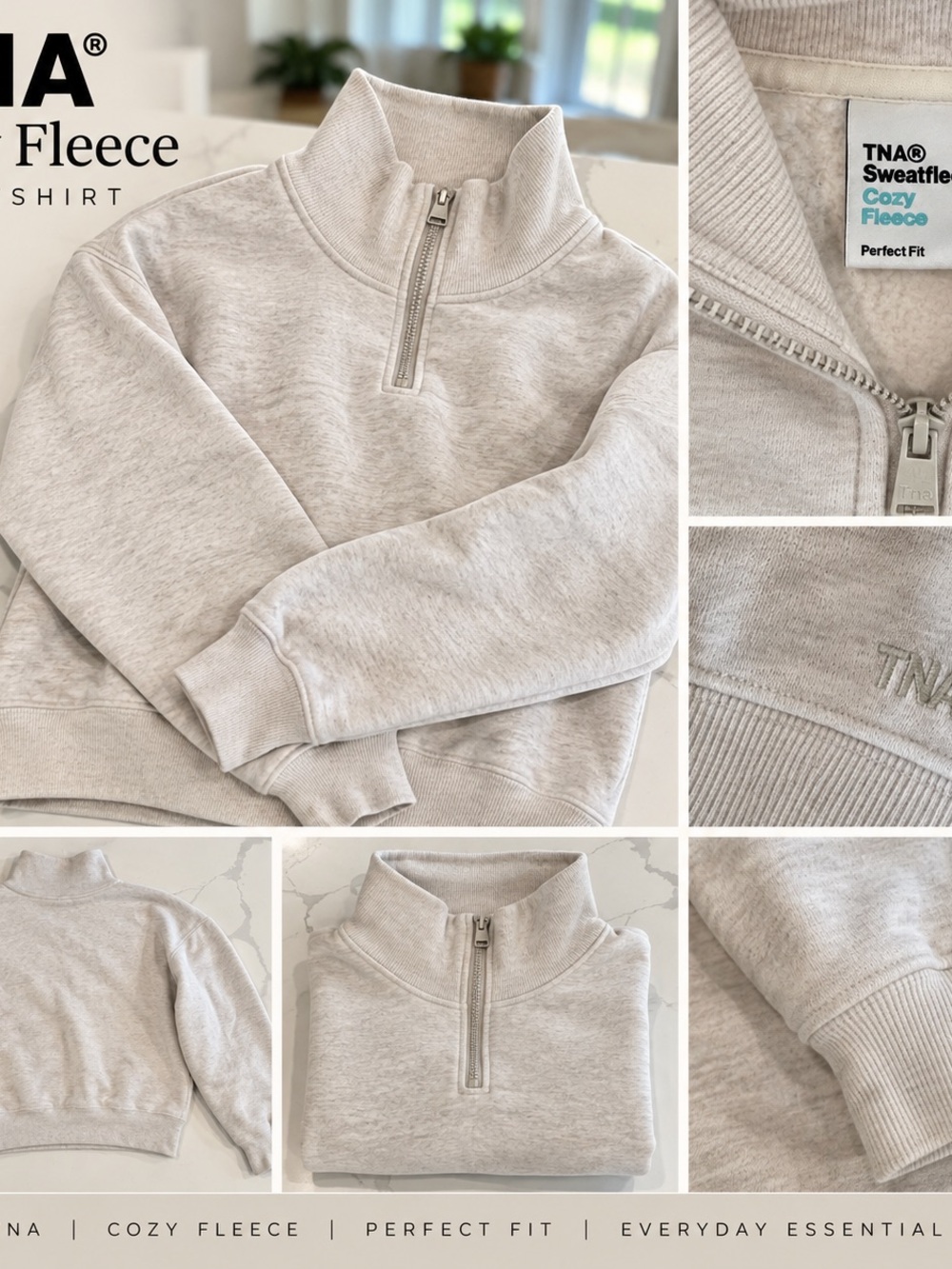 TNA Cozy Fleece Half-Zip Sweatshirt - Pale Oat